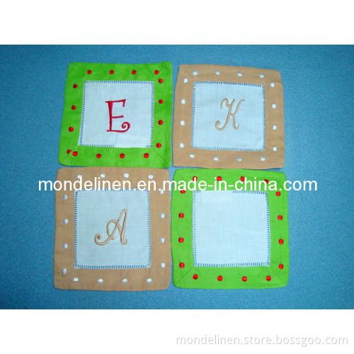 6x6" Monagramed Coaster with Colored Border